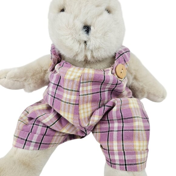Carrot Patch Collectibles Stuffed Bunny Plush Toy Purple Plaid Overalls Vintage - Picture 3 of 9